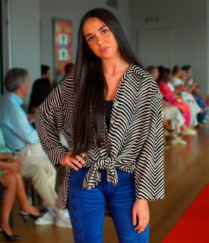 Camisa Oversized com Padrão Chevron