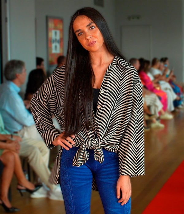 Camisa Oversized com Padrão Chevron