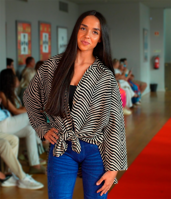 Camisa Oversized com Padrão Chevron