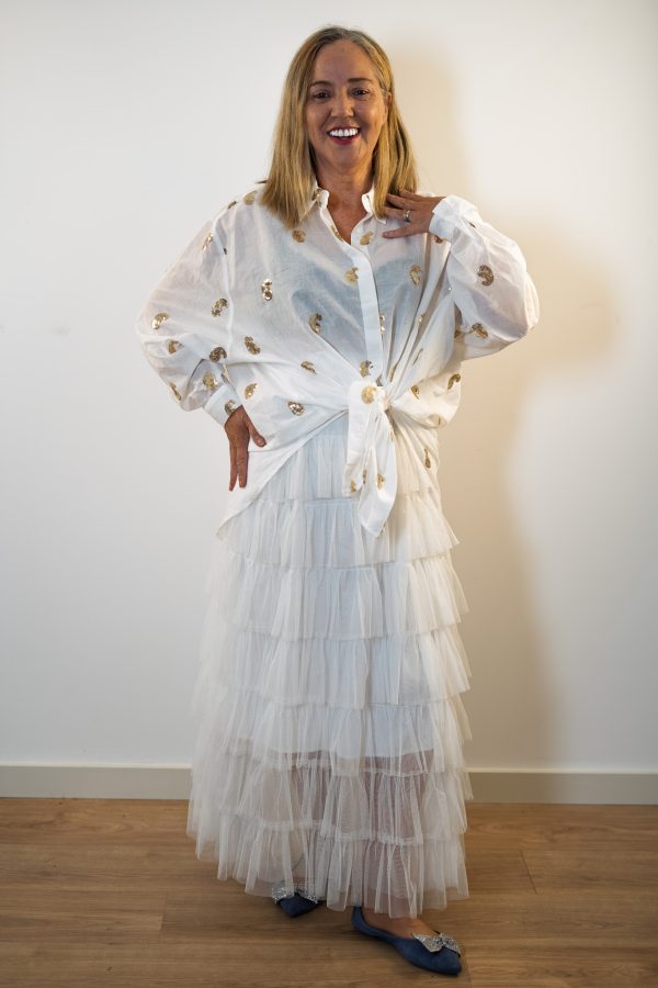 Camisa com Brilho Dourado